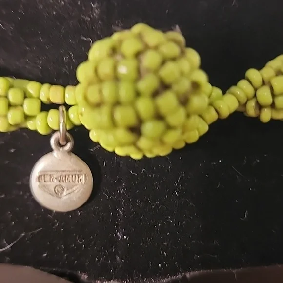 Ben Amun Vintage Rare Multi Strand Green Beaded Choker Bib Necklace - Picture 2 of 7